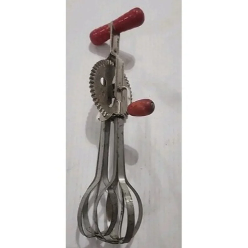 Vintage High-Speed‎ Super Center Drive Beater Hand Mixer for Metal and Red Wood